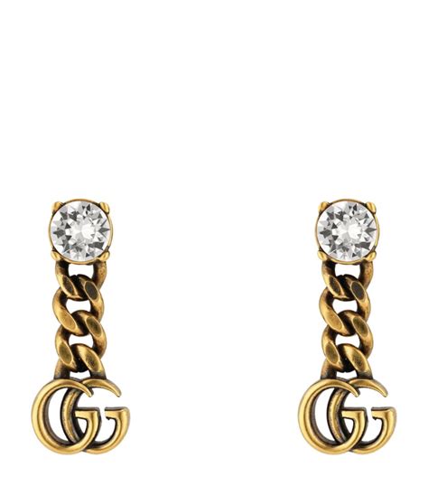 gucci double g earrings with black crystals|gucci double g stud earrings.